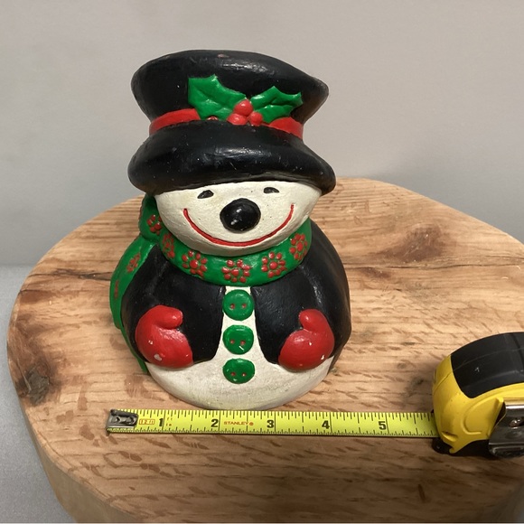 🔴 Vintage Christmas Snowman Piggy/Coin Bank with Stopper - Ceramic Crafted - Picture 12 of 13